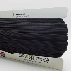 9mm Black Boil Proof Corded Elastic