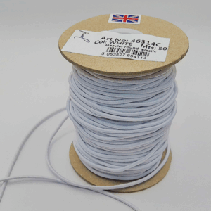1.5mm White Heavy Weight Round Hat Elastic
