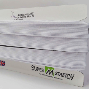 19mm White Boil Proof Corded Elastic