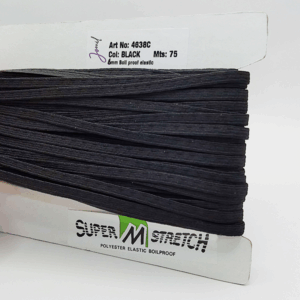 6mm Black Boil Proof Corded Elastic