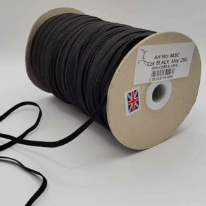 5mm Corded Black Elastic