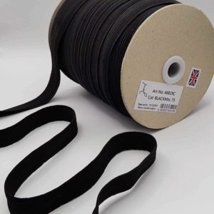 19mm Corded Black Elastic