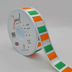 13665 25mm Irish Tricolour Ribbon