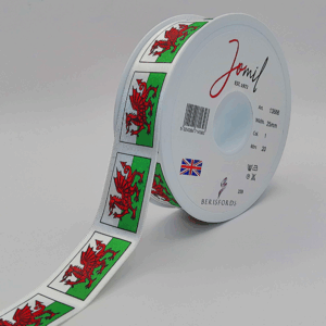 13666 25mm Welsh Dragon Ribbon