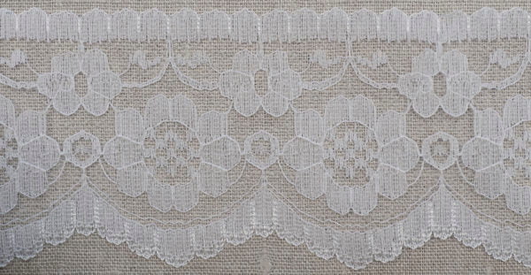 White Flat Lace with Floral Pattern