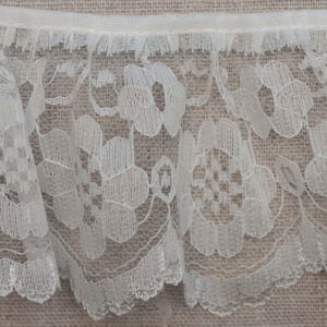 Cream Gathered Lace with Floral Pattern