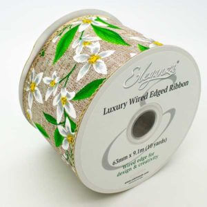 63mm Floral  Wired Edge Ribbons