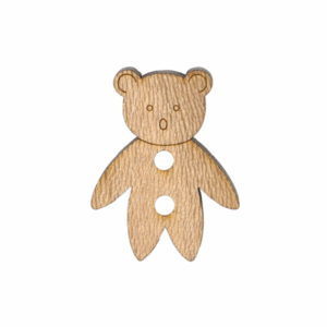 W138 Olive Wood Teddy Bear Button - 20mm