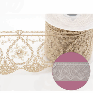 95mm flat tulle lace with heavy embroidered detail - 13.8 metres