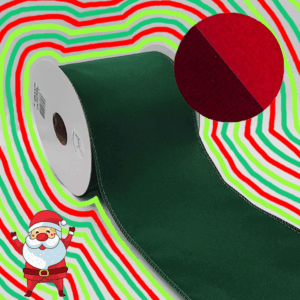 100mm Wired Edge Velvet Christmas Ribbon