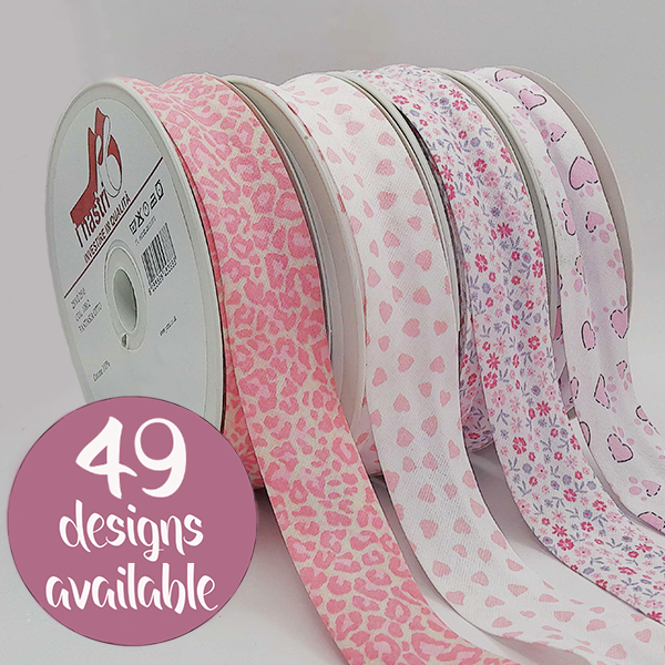 25mm 100% Cotton Patterned Bias Binding
