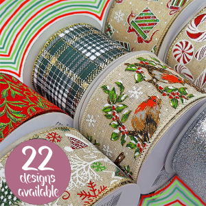 63mm Wired Edge Christmas Ribbon