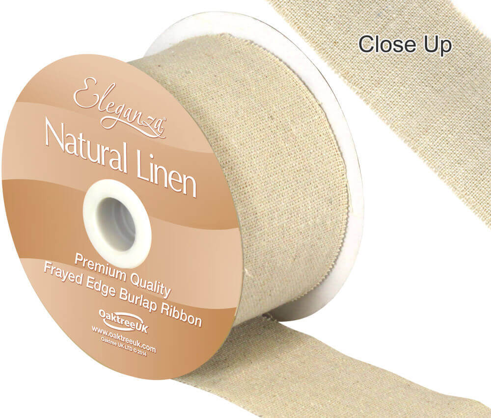 Gold Wired Natural Linen Ribbon