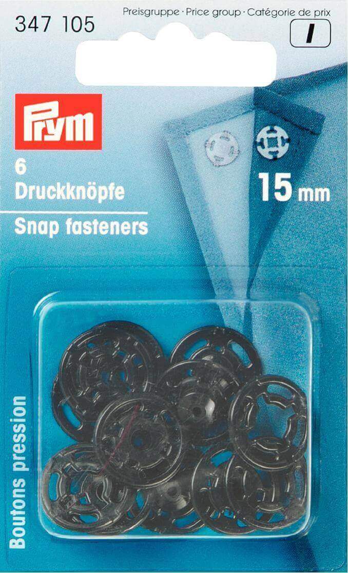 347105, Prym Sew-on Snap Fasteners Plastic 15mm Black X 5 Cards ...