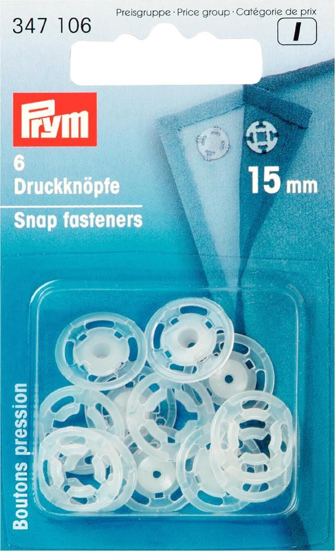 347106, Prym large clear plastic snap fastenres 15mm5 cards