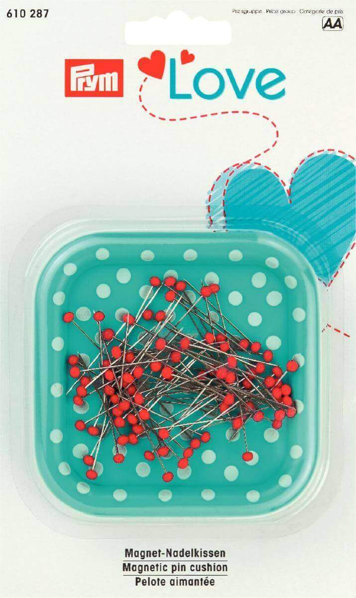 Prym Love Magnetic Pin Cushion with 100 Glass Head Pins