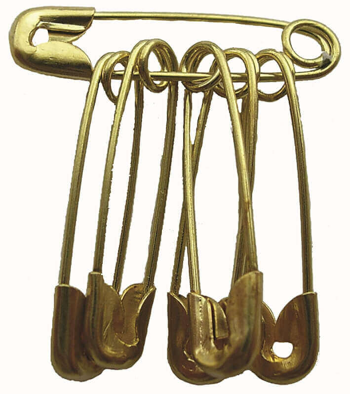 Bspb, Size 000, 19mm Brass Safety Pins In Bunches-144 Bunches 